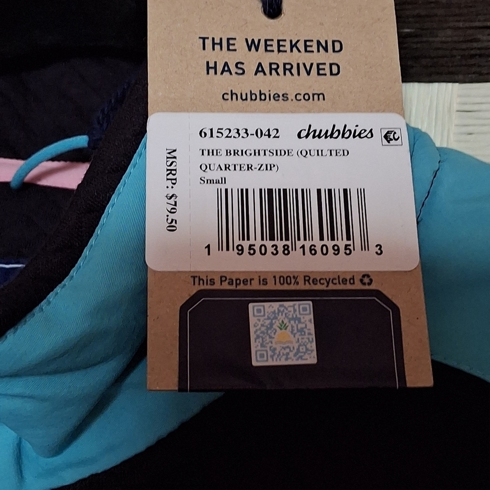 Chubbies The Brightside Black Quilted Quarter Zip Pullover Men Size Small - Picture 15 of 16